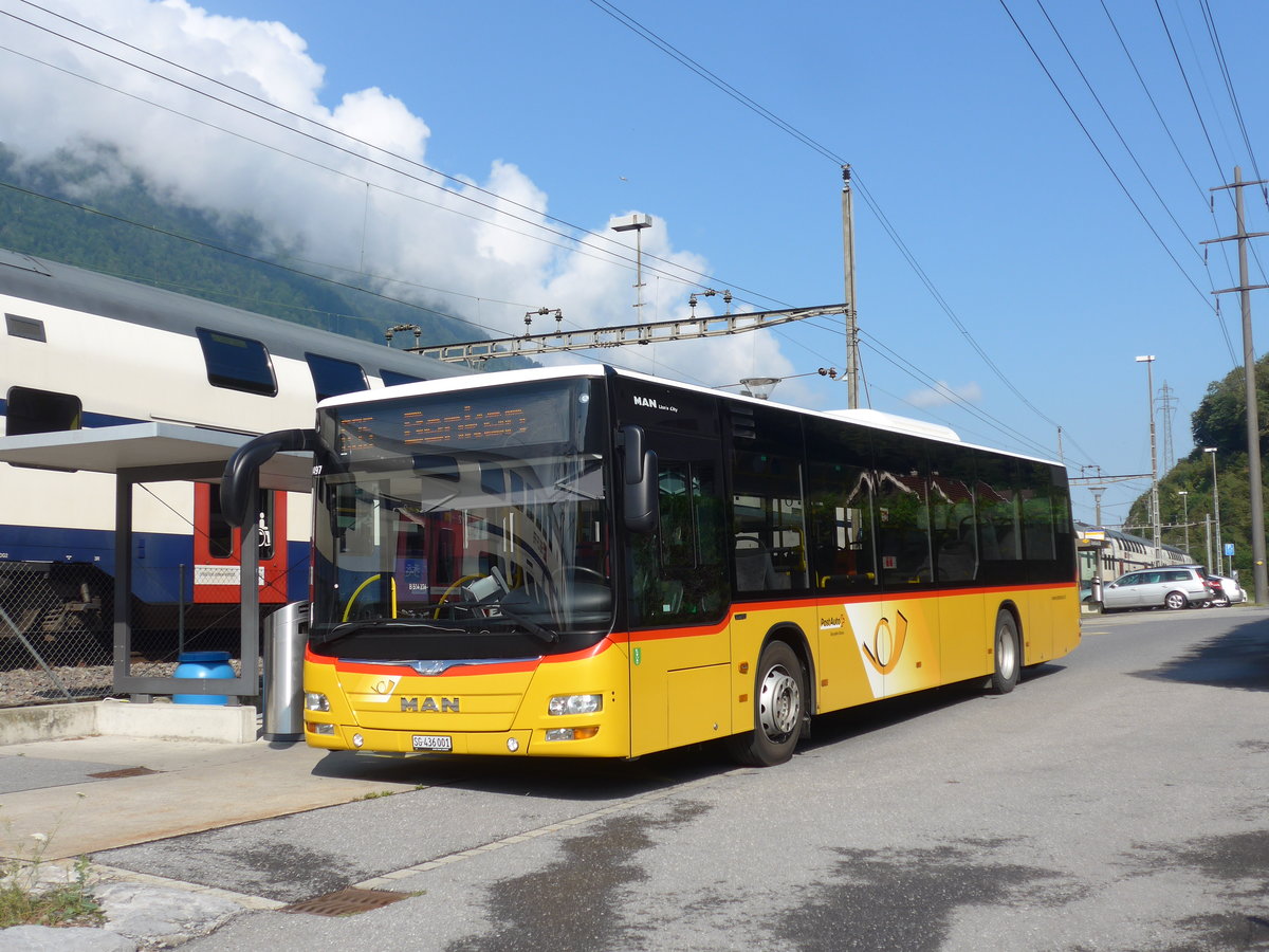 (194'526) - PostAuto Ostschweiz - SG 436'001 - MAN am 7. Juli 2018 beim Bahnhof Ziegelbr�cke