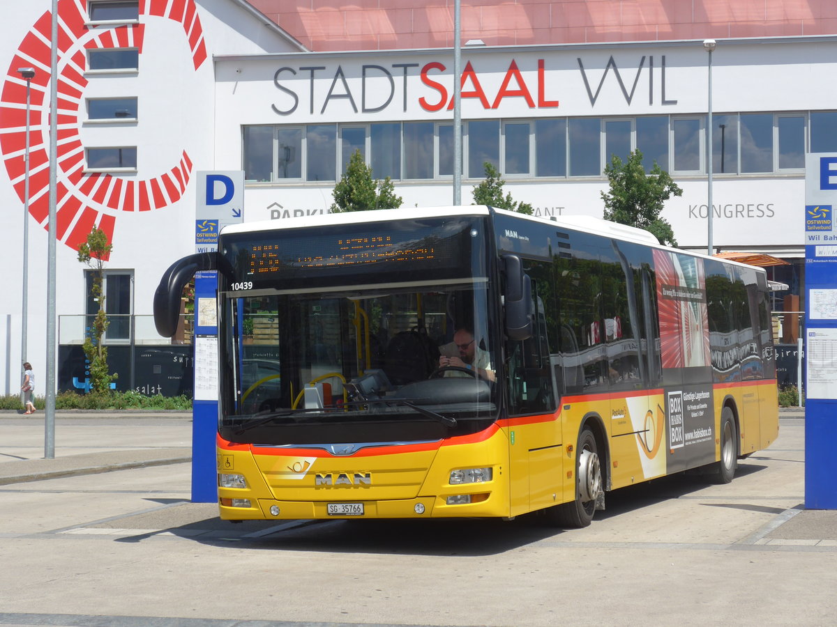 (194'580) - Postautobetriebe Unteres Toggenburg, L�tisburg - SG 35'766 - MAN am 7. Juli 2018 beim Bahnhof Wil
