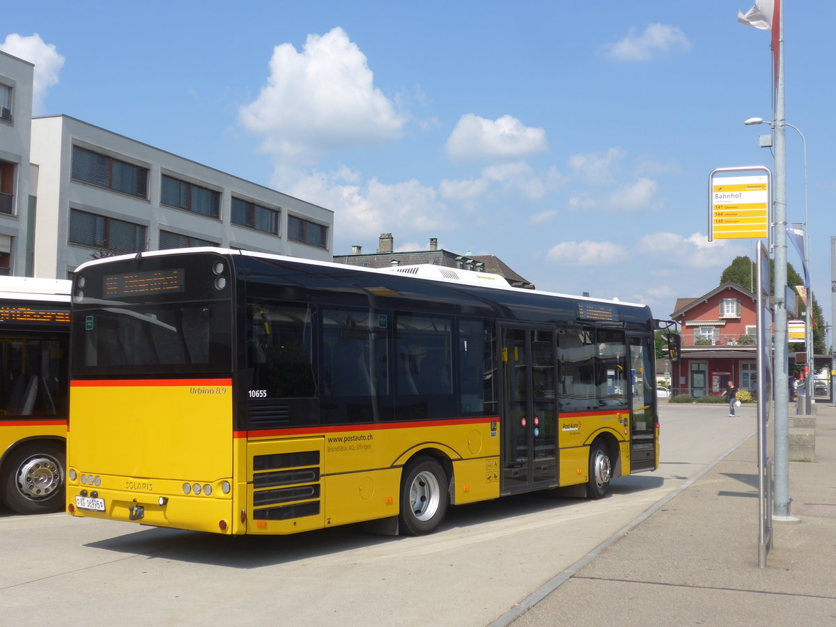 (195'152) - Br�ndli, Elfingen - Nr. 8/AG 16'955 - Solaris am 23. Juli 2018 beim Bahnhof Laufenburg
