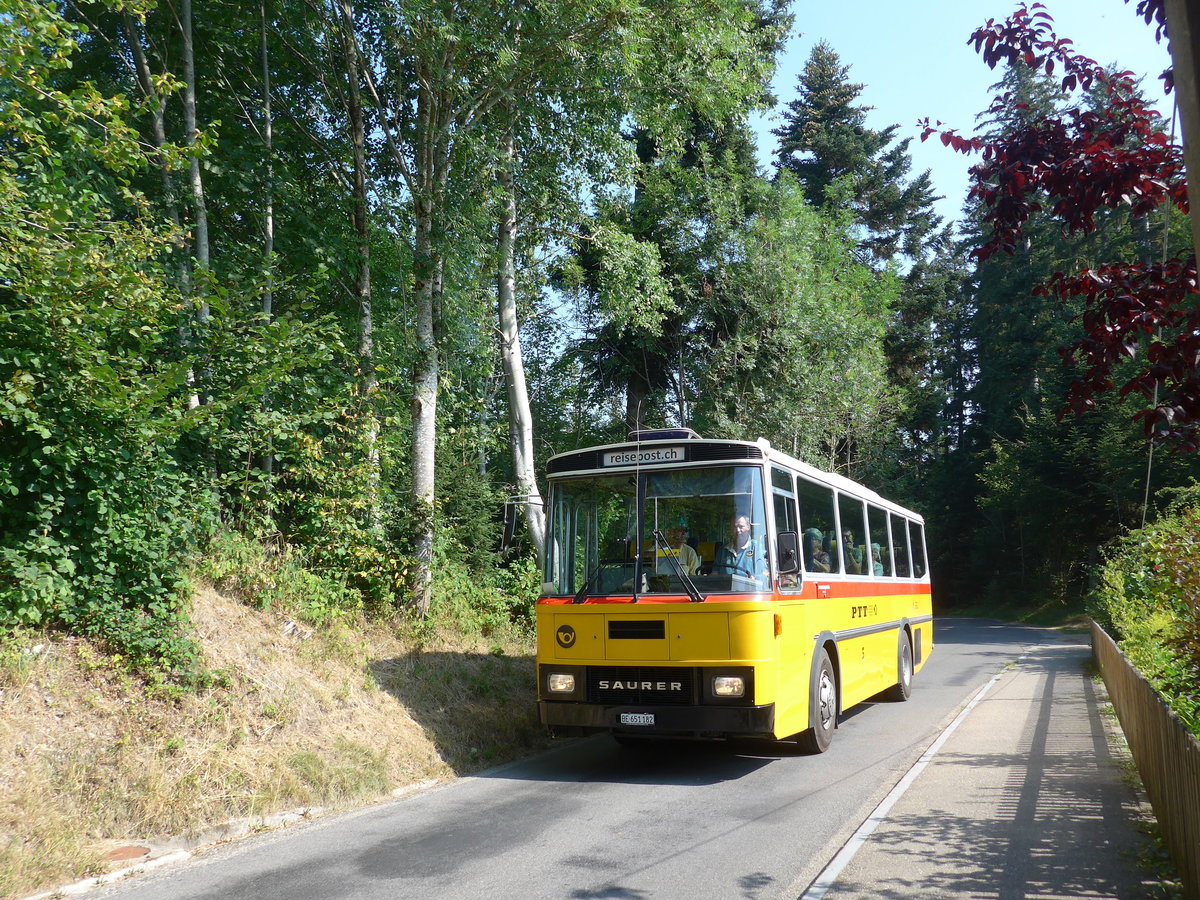 (195'552) - Bernair, M�nsingen - BE 651'182 - Saurer/T�scher (ex Schebath, Lauerz; ex Albin, F�llanden; ex Heim, Flums) am 5. August 2018 in Emmenmatt, Moosegg