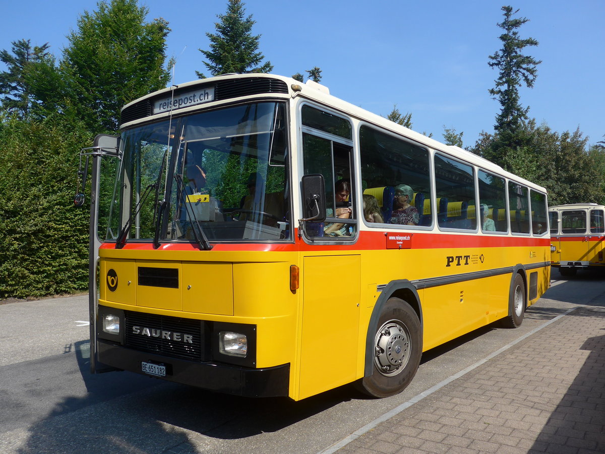 (195'553) - Bernair, M�nsingen - BE 651'182 - Saurer/T�scher (ex Schebath, Lauerz; ex Albin, F�llanden; ex Heim, Flums) am 5. August 2018 in Emmenmatt, Moosegg