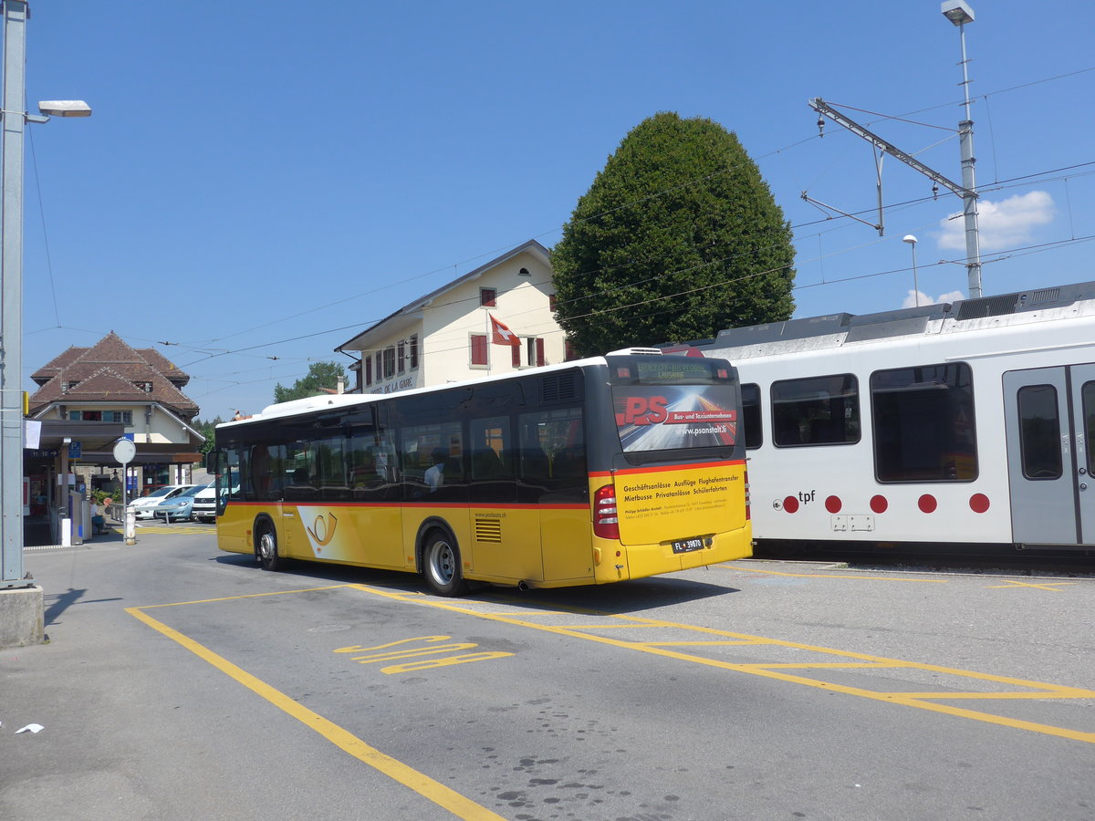 (195'597) - Aus Liechtenstein: Sch�dler, Triesenberg - Nr. 70/FL 39'870 - Mercedes (ex PostAuto Ostschweiz Nr. 6) am 5. August 2018 beim Bahnhof Pal�zieux