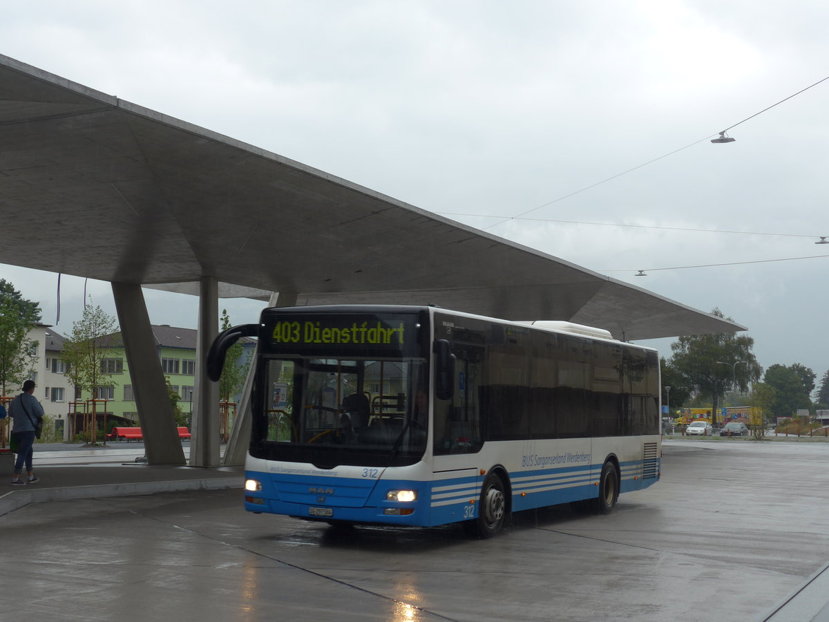 (196'325) - BSW Sargans - Nr. 312/SG 297'504 - MAN/G�ppel am 1. September 2018 beim Bahnhof Buchs