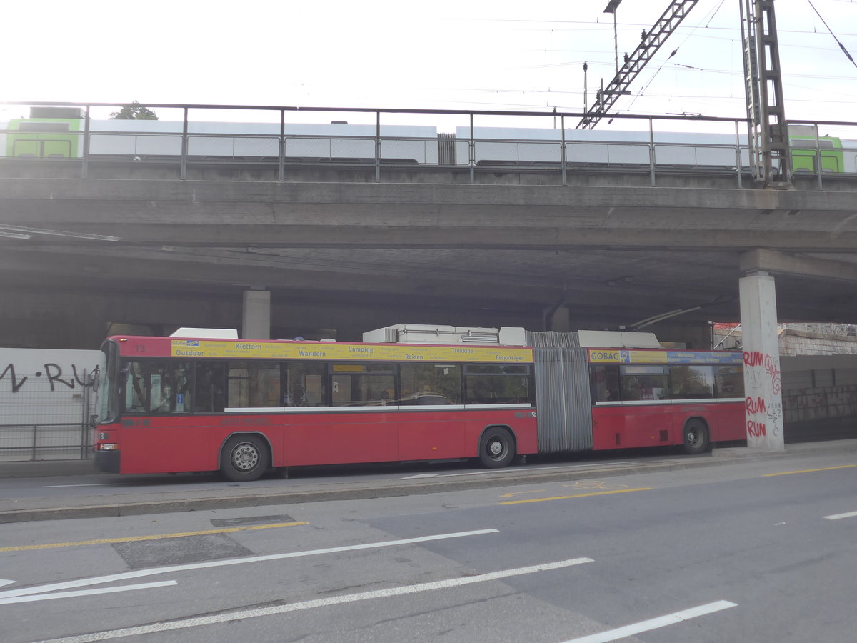 (196'356) - Bernmobil, Bern - Nr. 13 - NAW/Hess Gelenktrolleybus am 1. September 2018 in Bern, Sch�tzenmatte