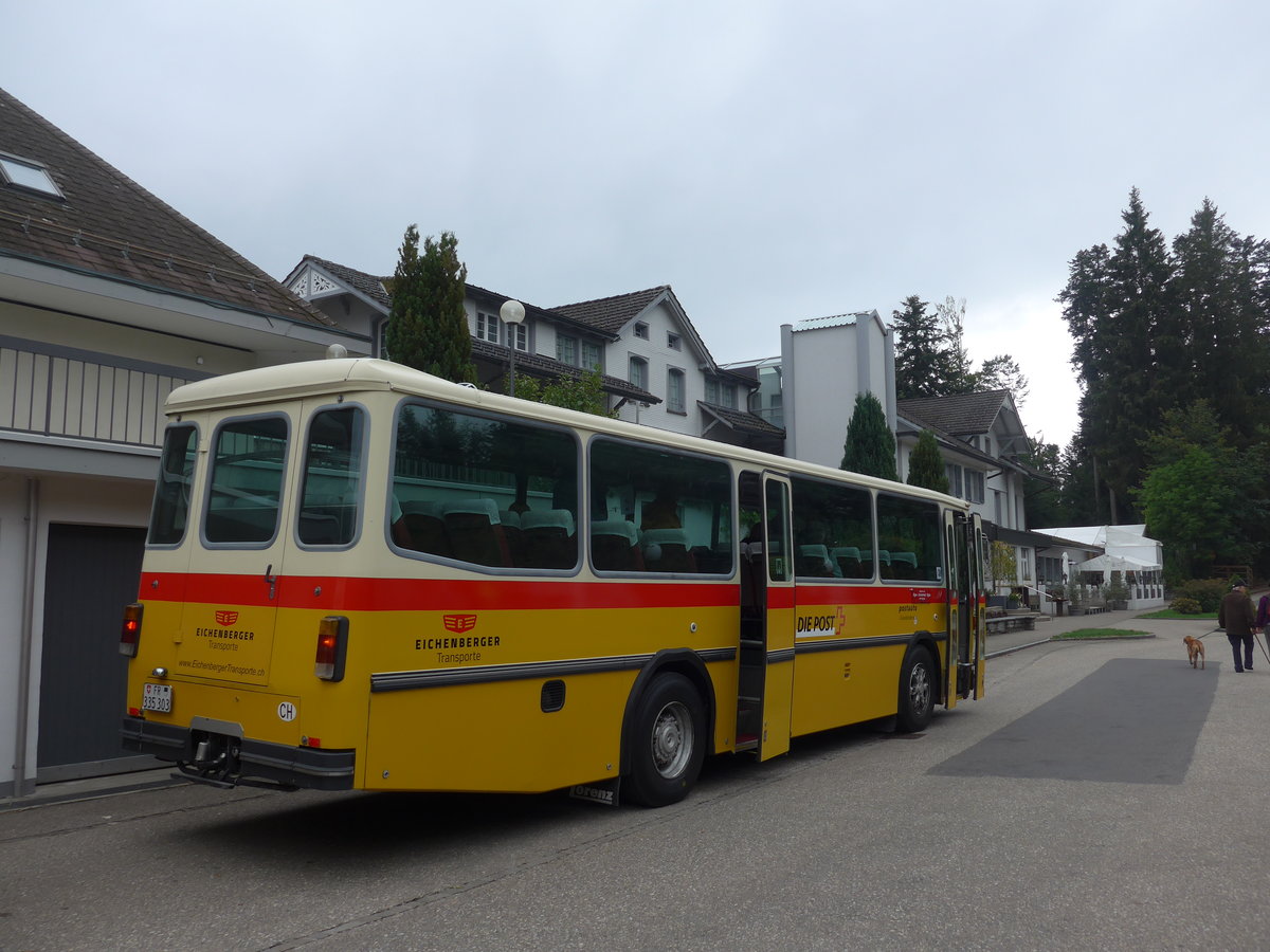 (196'381) - Eichenberger, B�singen - FR 335'303 - Saurer/R&J (ex Schlapp, Cottens; ex Ruklic, Schaffhausen; ex Heim, Flums; ex Frigg, Zernez; ex P 24'279) am 2. September 2018 in Emmenmatt, Moosegg
