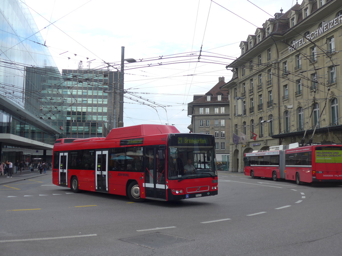 (196'586) - Bernmobil, Bern - Nr. 142/BE 661'142 - Volvo am 3. September 2018 beim Bahnhof Bern