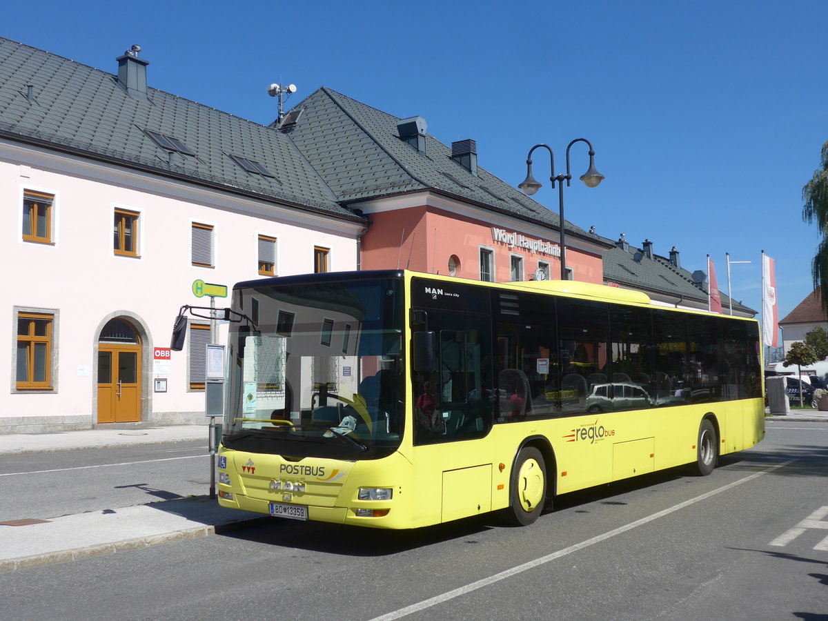 (196'944) - PostBus - BD 13'359 - MAN am 12. September 2018 beim Bahnhof W�rgl