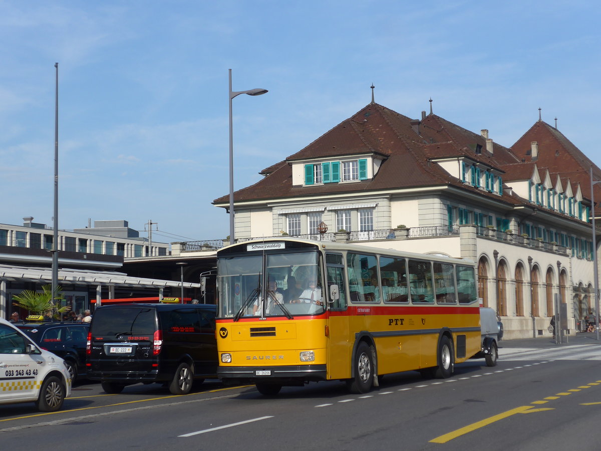 (197'659) - Schmid, Th�rishaus - BE 26'206 - Saurer/T�scher (ex P 24'244) am 16. �September 2018 beim Bahnhof Thun