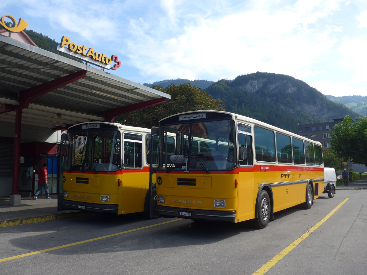 (197'661) - Schmid, Th�rishaus - BE 26'206 - Saurer/T�scher (ex P 24'244) am 16. September 2018 in Meiringen, Postautostation