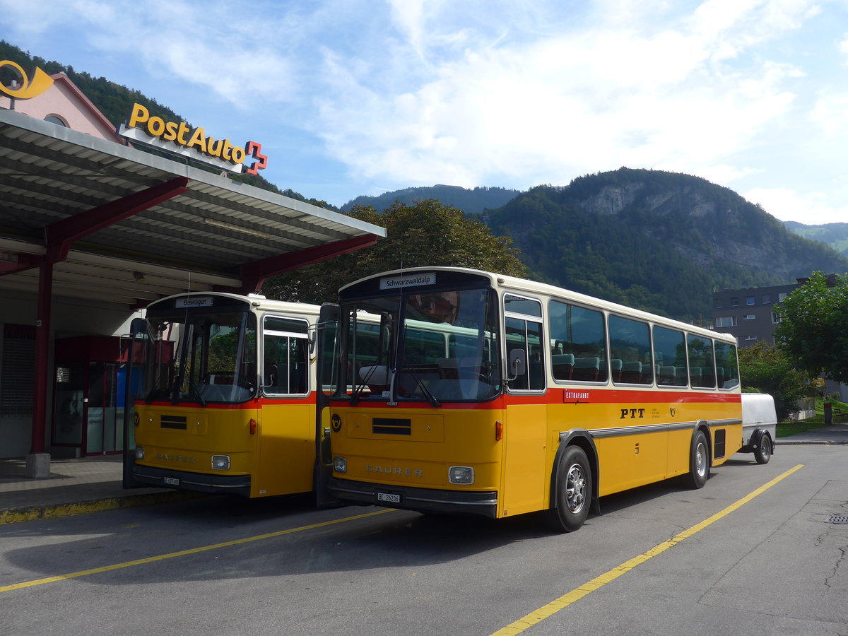 (197'662) - Schmid, Th�rishaus - BE 26'206 - Saurer/T�scher (ex P 24'244) am 16. September 2018 in Meiringen, Postautostation