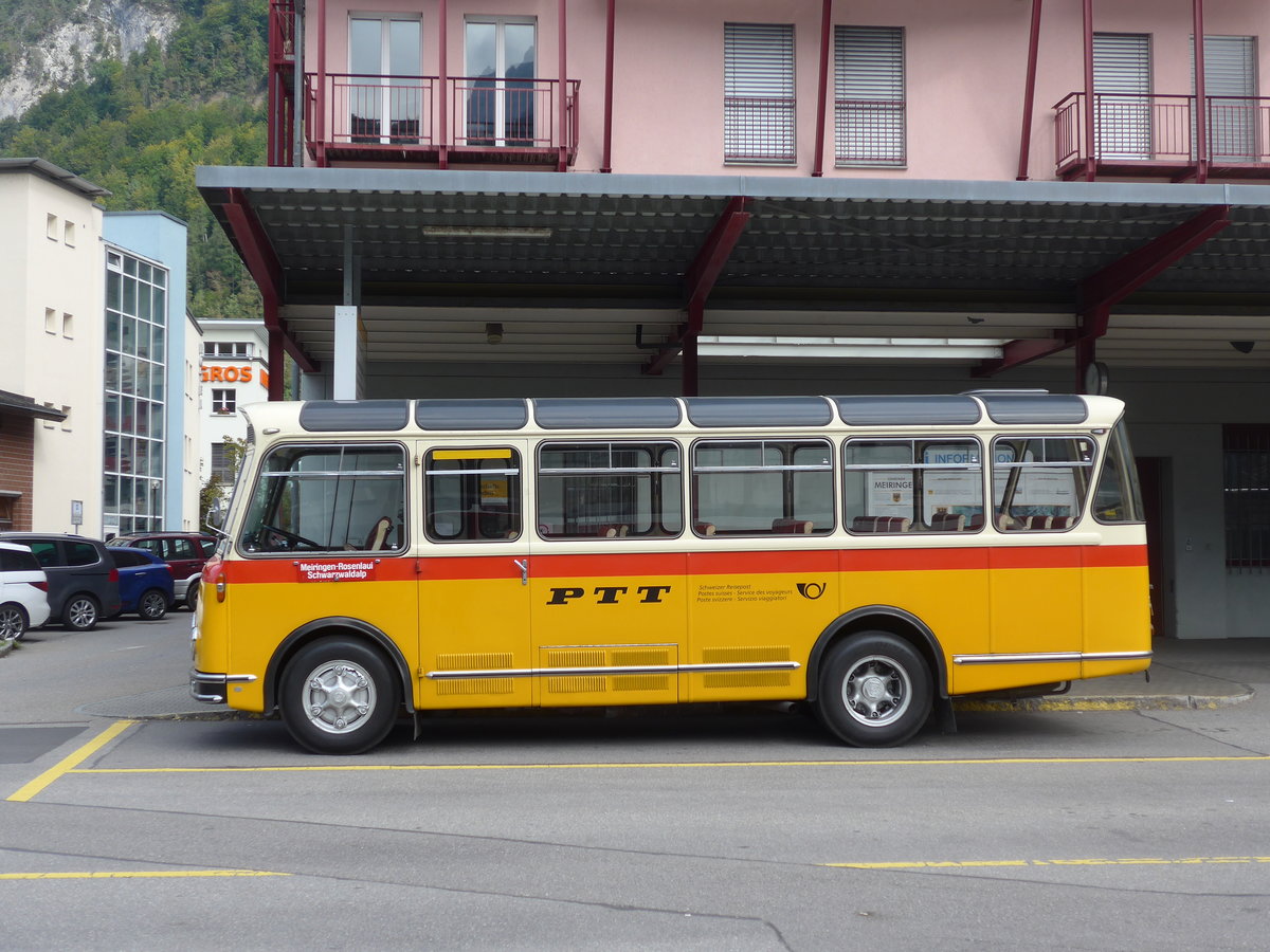 (197'708) - M�ller, Ennetmoos - NW 23'167 - FBW/Gangloff (ex Rentsch, Gunten; ex P 23'203; ex P 21'003) am 16. September 2018 in Meiringen, Postautostation