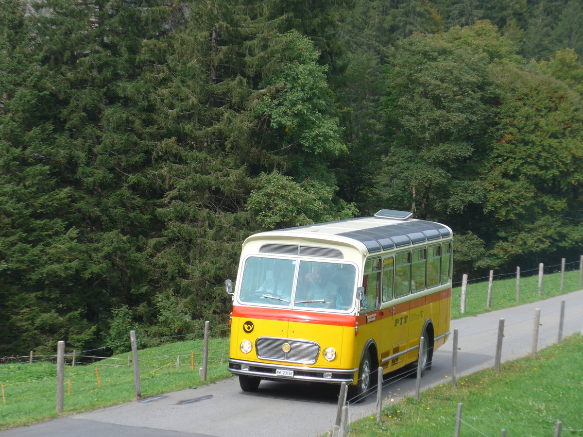 (197'757) - M�ller, Ennetmoos - NW 23'167 - FBW/Gangloff (ex Rentsch, Gunten; ex P 23'203; ex P 21'003) am 16. September 2018 in Meiringen, Scheideggstrasse