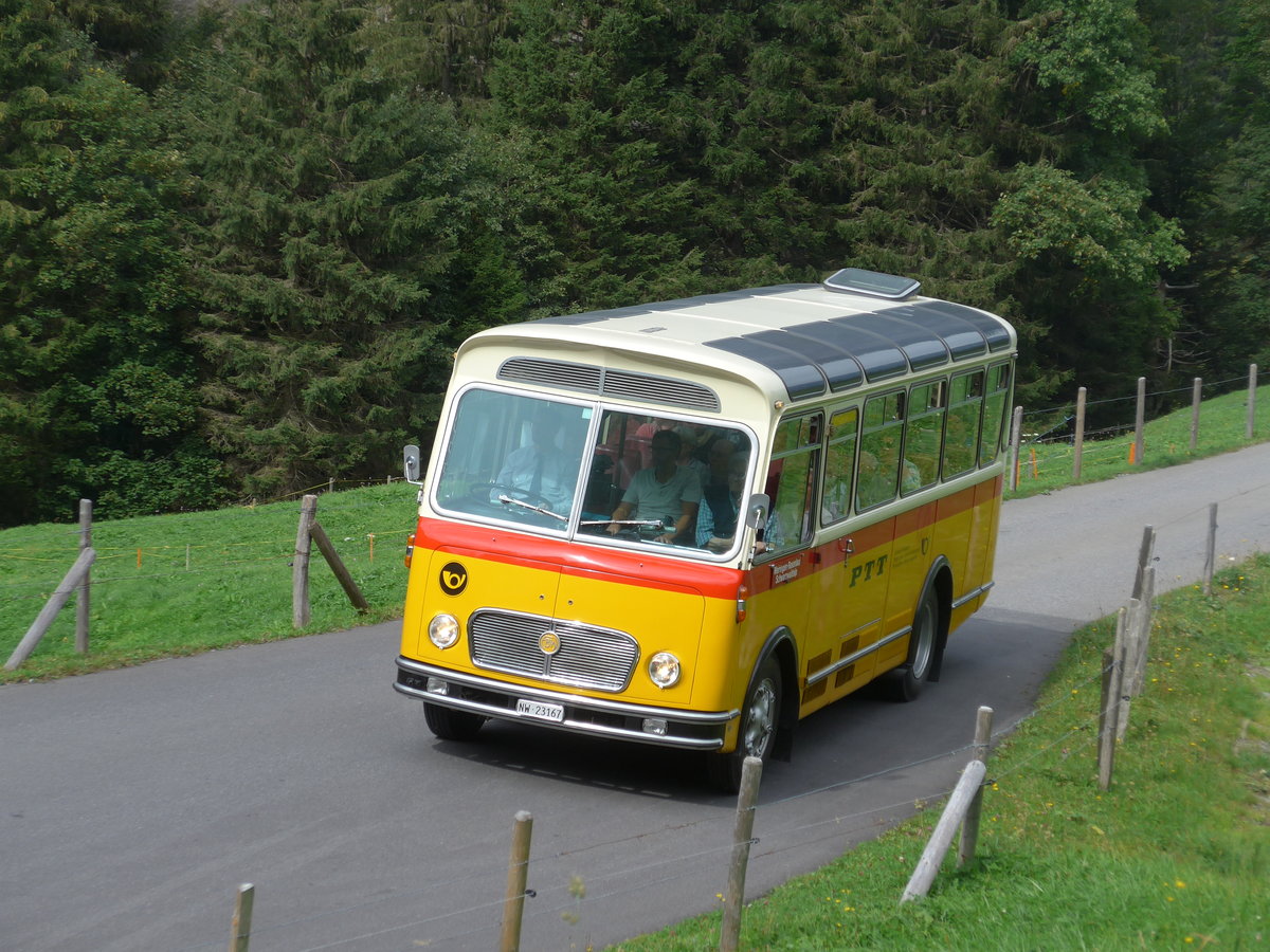 (197'758) - M�ller, Ennetmoos - NW 23'167 - FBW/Gangloff (ex Rentsch, Gunten; ex P 23'203; ex P 21'003) am 16. September 2018 in Meiringen, Scheideggstrasse