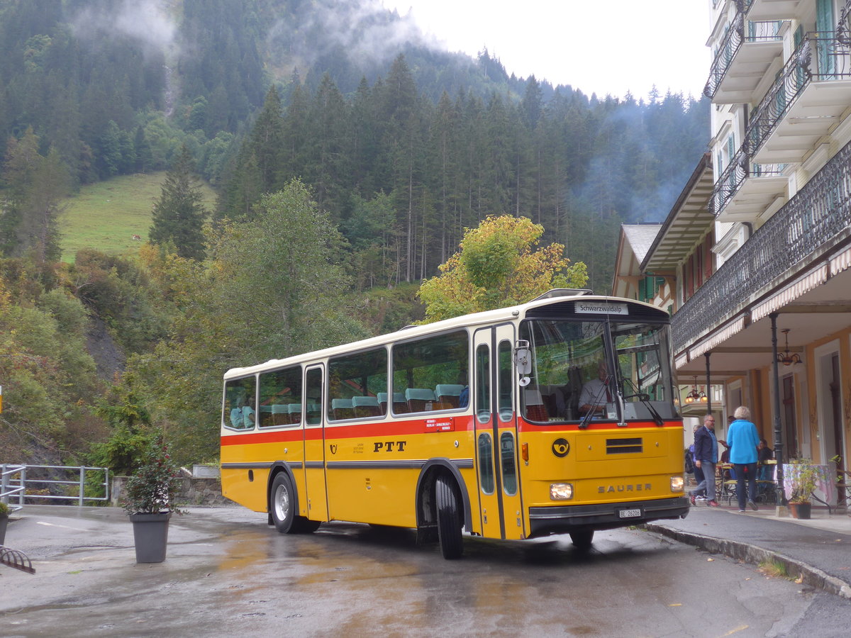 (197'812) - Schmid, Th�rishaus - BE 26'206 - Saurer/T�scher (ex P 24'244) am 16. September 2018 in Rosenlaui, Hotel