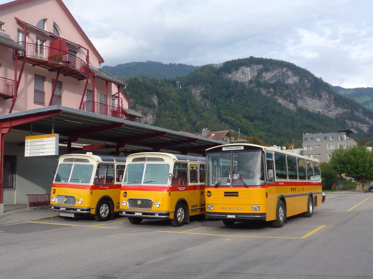 (197'845) - Schmid, Th�rishaus - BE 26'206 - Saurer/T�scher (ex P 24'244) am 16. September 2018 in Meiringen, Postautostation