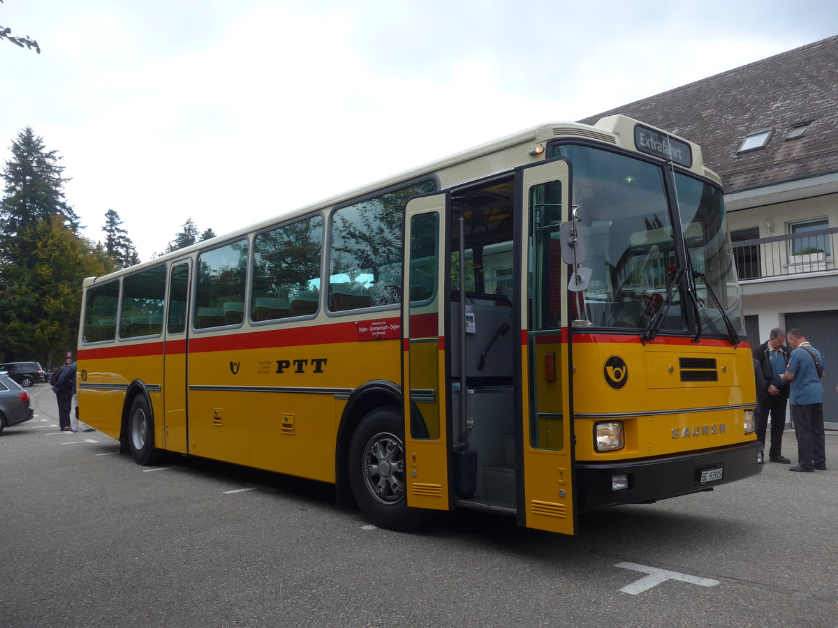 (198'100) - Kolb, Grasswil - Nr. 3/BE 93'915 - Saurer/R&J (ex Schmocker, Stechelberg Nr. 3; ex Nr. 1; ex Gertsch, Stechelberg Nr. 1) am 1. Oktober 2018 in Emmenmatt, Moosegg