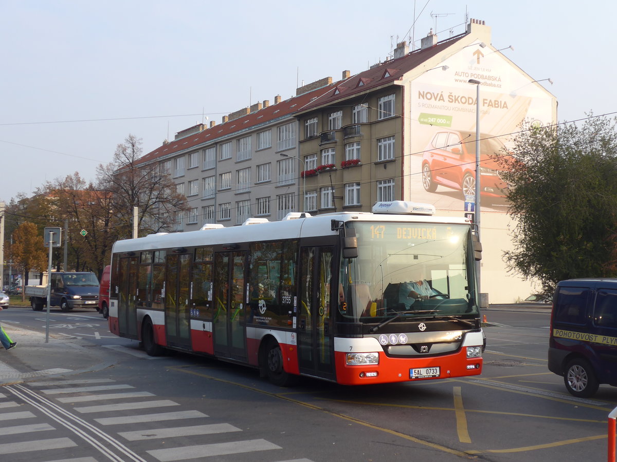 (198'486) - DPP Praha - Nr. 3755/5AL 0733 - SOR am 19. Oktober 2018 in Praha, Dejvick�