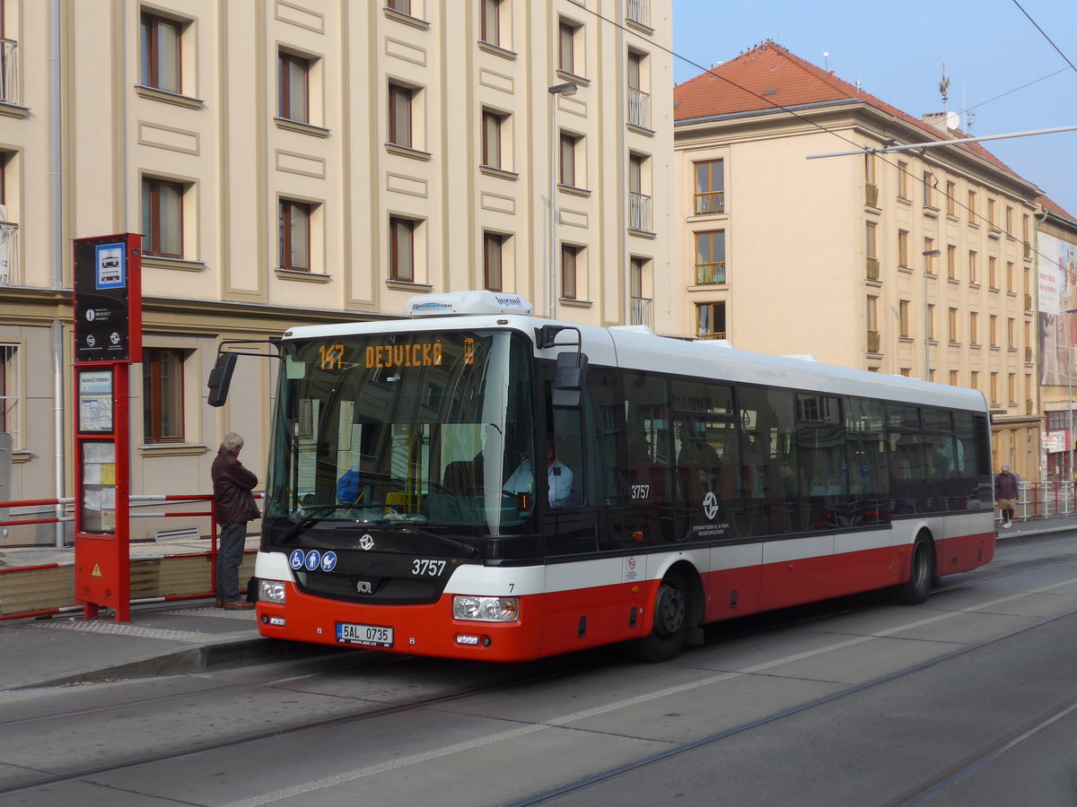 (198'514) - DPP Praha - Nr. 3757/5AL 0735 - SOR am 19. Oktober 2018 in Praha, N�draz� Podbaba