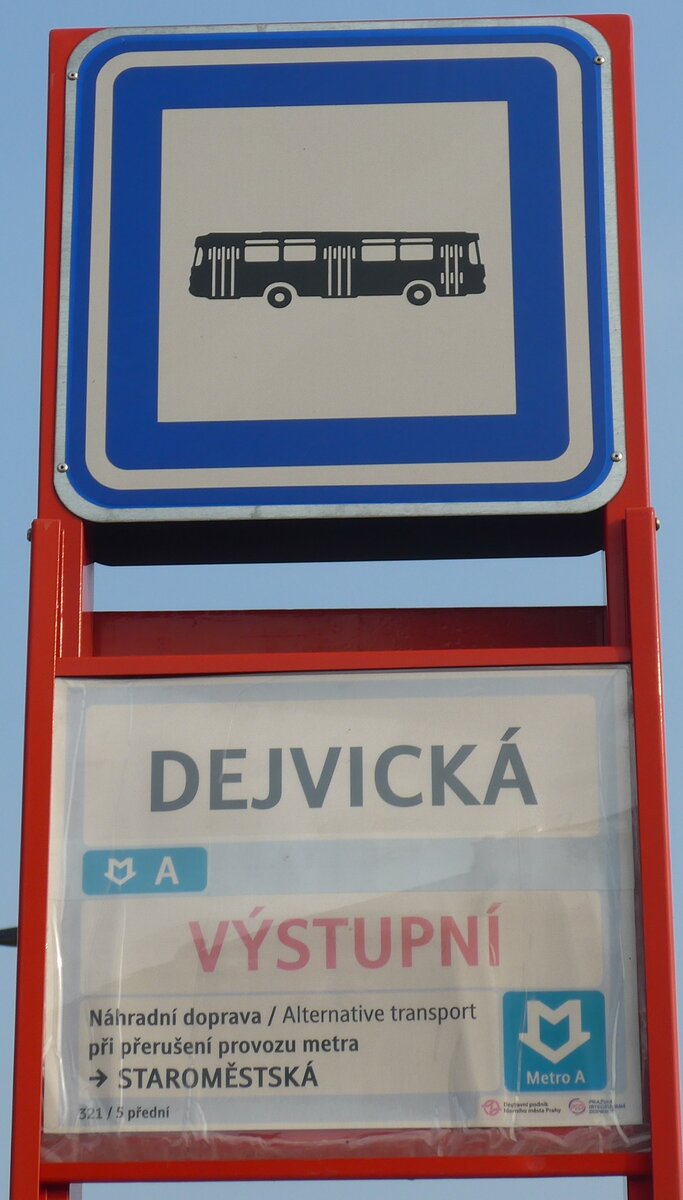 (198'518) - DPP-Haltestellenschild - Praha, Dejvick� - am 19. Oktober 2018