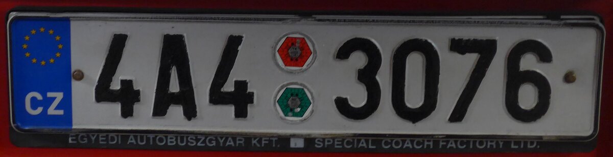 (198'851) - Nummernschild - 4A4 3076 - am 20. Oktober 2018 in Praha, �PNV-Museum