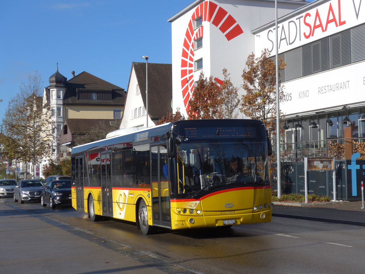 (199'541) - Schmidt, Oberb�ren - SG 397'506 - Solaris (ex CarPostal Ouest) am 24. November 2018 beim Bahnhof Wil