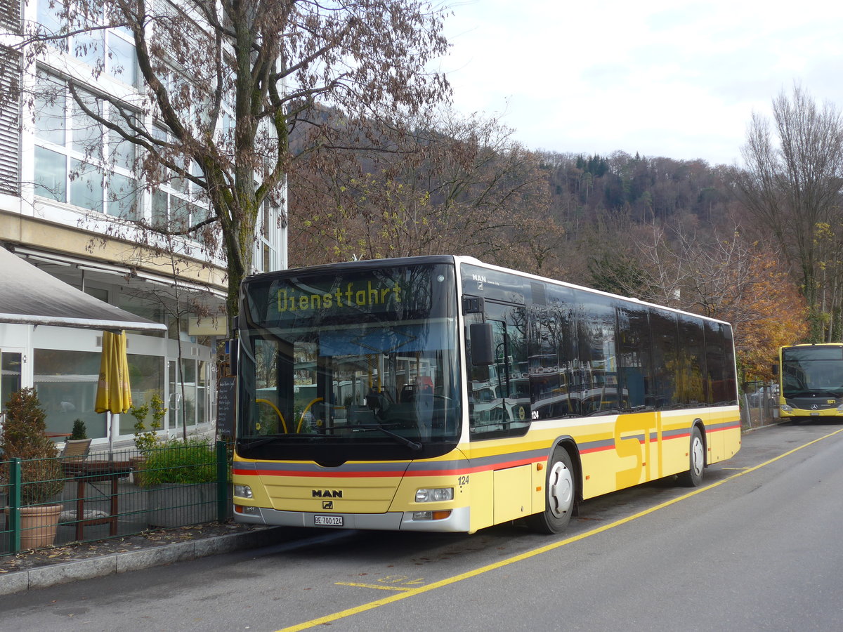 (199'636) - STI Thun - Nr. 124/BE 700'124 - MAN am 5. Dezember 2018 bei der Schiffl�ndte Thun