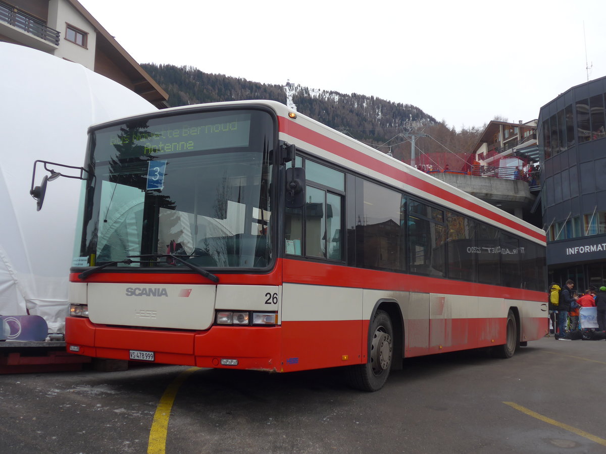 (200'344) - Lathion, Sion - Nr. 26/VS 478'999 - Scania/Hess (ex AAGS Schwyz Nr. 12) am 30. Dezember 2018 in Haute-Nendaz, T�l�cabine