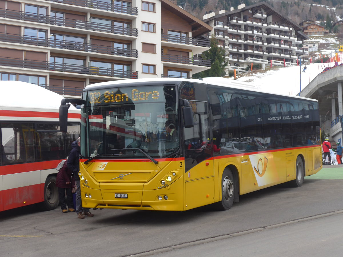 (200'367) - Lathion, Sion - Nr. 3/VS 26'221 - Volvo am 30. Dezember 2018 in Haute-Nendaz, T�l�cabine