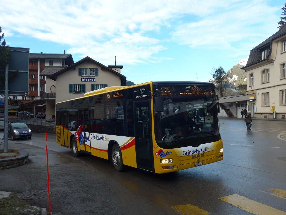 (200'477) - AVG Grindelwald - Nr. 13/BE 407'170 - MAN/G�ppel am 1. Januar 2019 beim Bahnhof Grindelwald