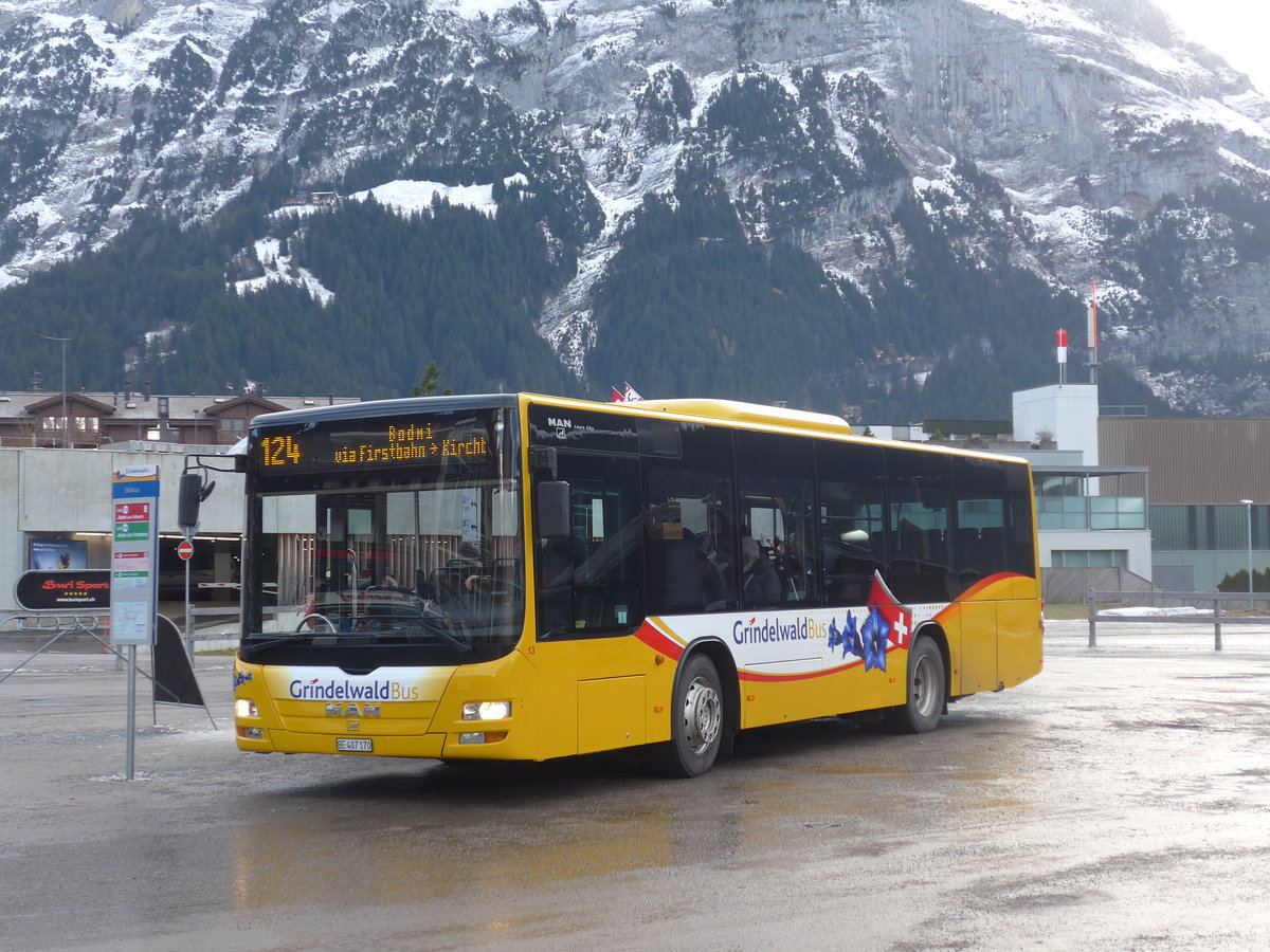 (200'478) - AVG Grindelwald - Nr. 13/BE 407'170 - MAN/G�ppel am 1. Januar 2019 beim Bahnhof Grindelwald