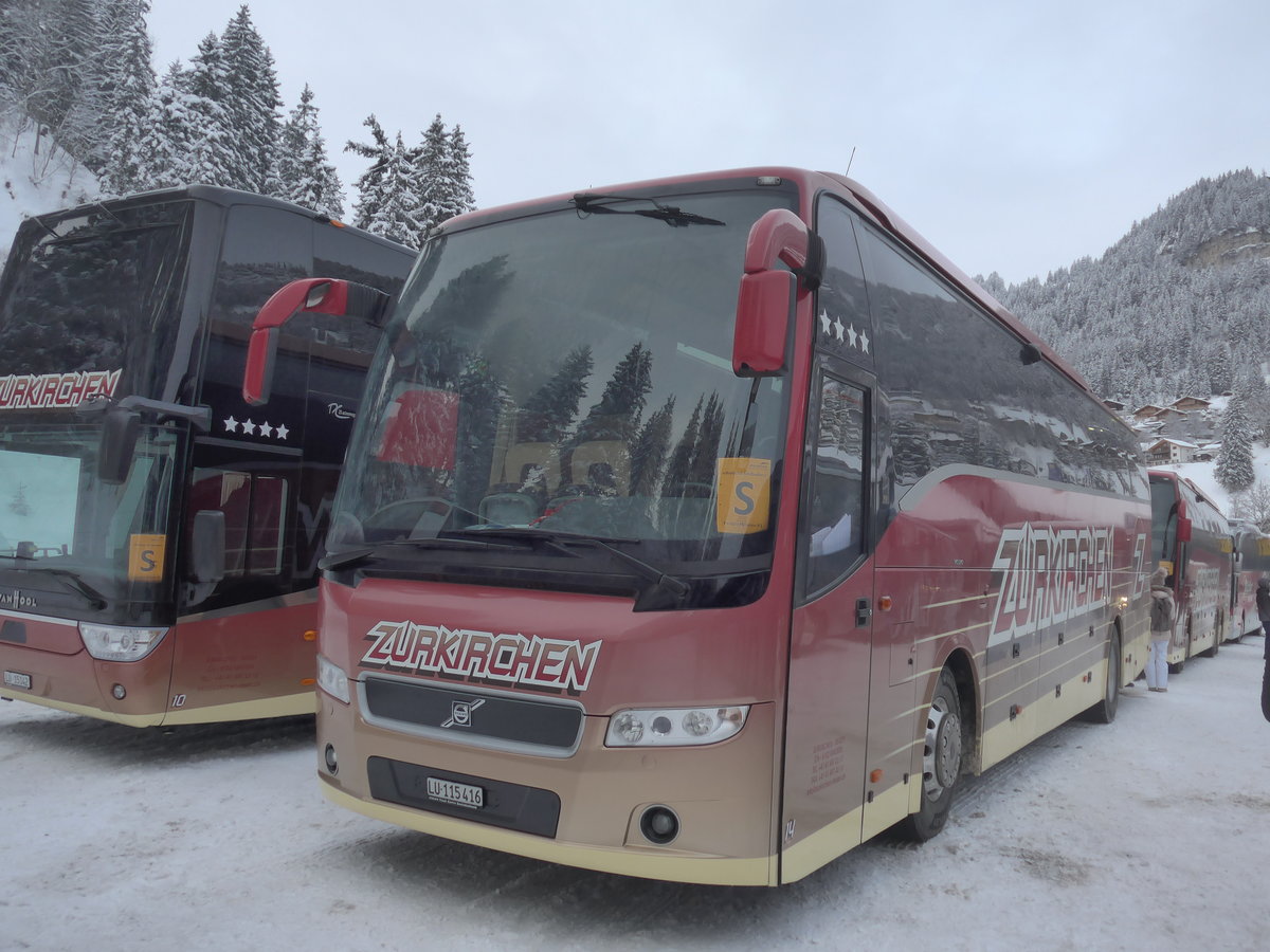(200'726) - Zurkirchen, Malters - Nr. 14/LU 115'416 - Volvo (ex Nr. 12) am 12. Januar 2019 in Adelboden, ASB