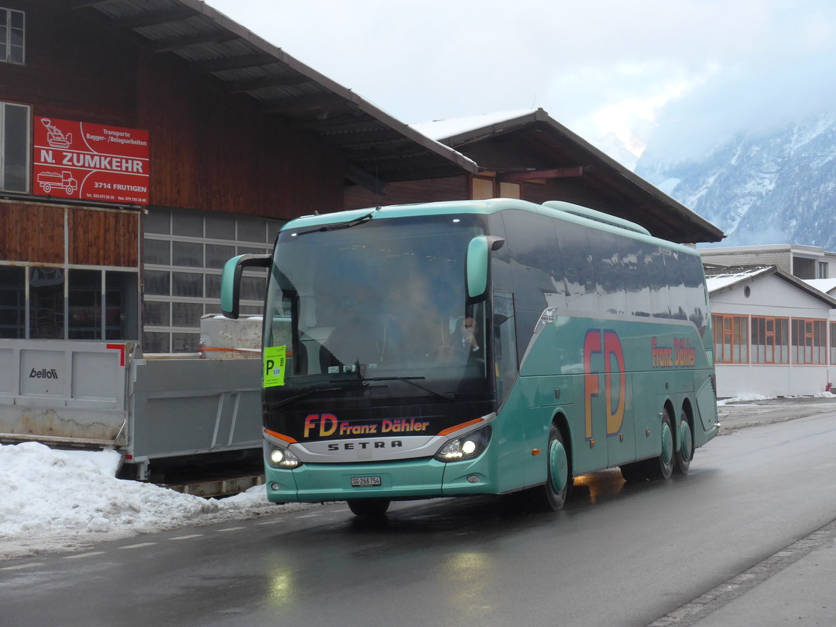(200'998) - D�hler, Uzwil - Nr. 66/SG 268'754 - Setra am 12. Januar 2019 beim Bahnhof Frutigen