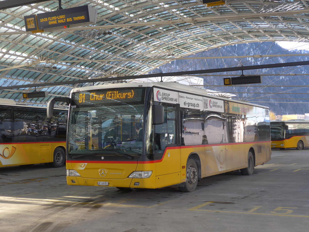 (201'238) - PostAuto Graub�nden - GR 168'851 - Mercedes am 19. Januar 2019 in Chur, Postautostation