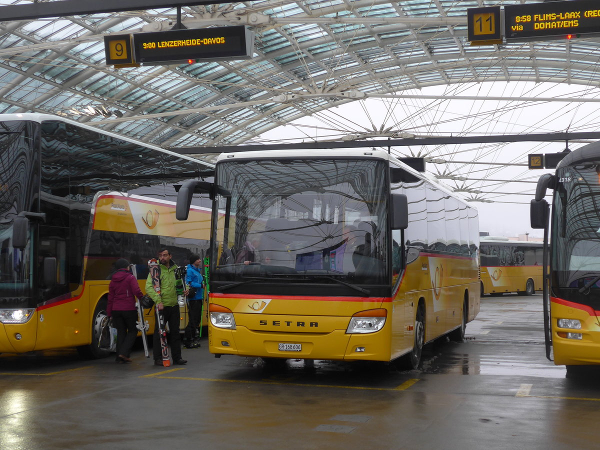 (201'373) - PostAuto Graub�nden - GR 168'606 - Setra am 2. Februar 2019 in Chur, Postautostation