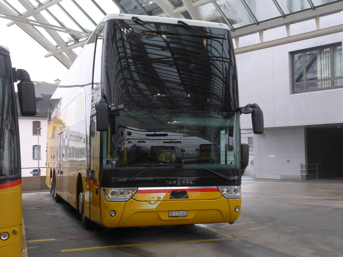 (201'377) - PostAuto Graub�nden - GR 170'402 - Van Hool am 2. Februar 2019 in Chur, Postautostation