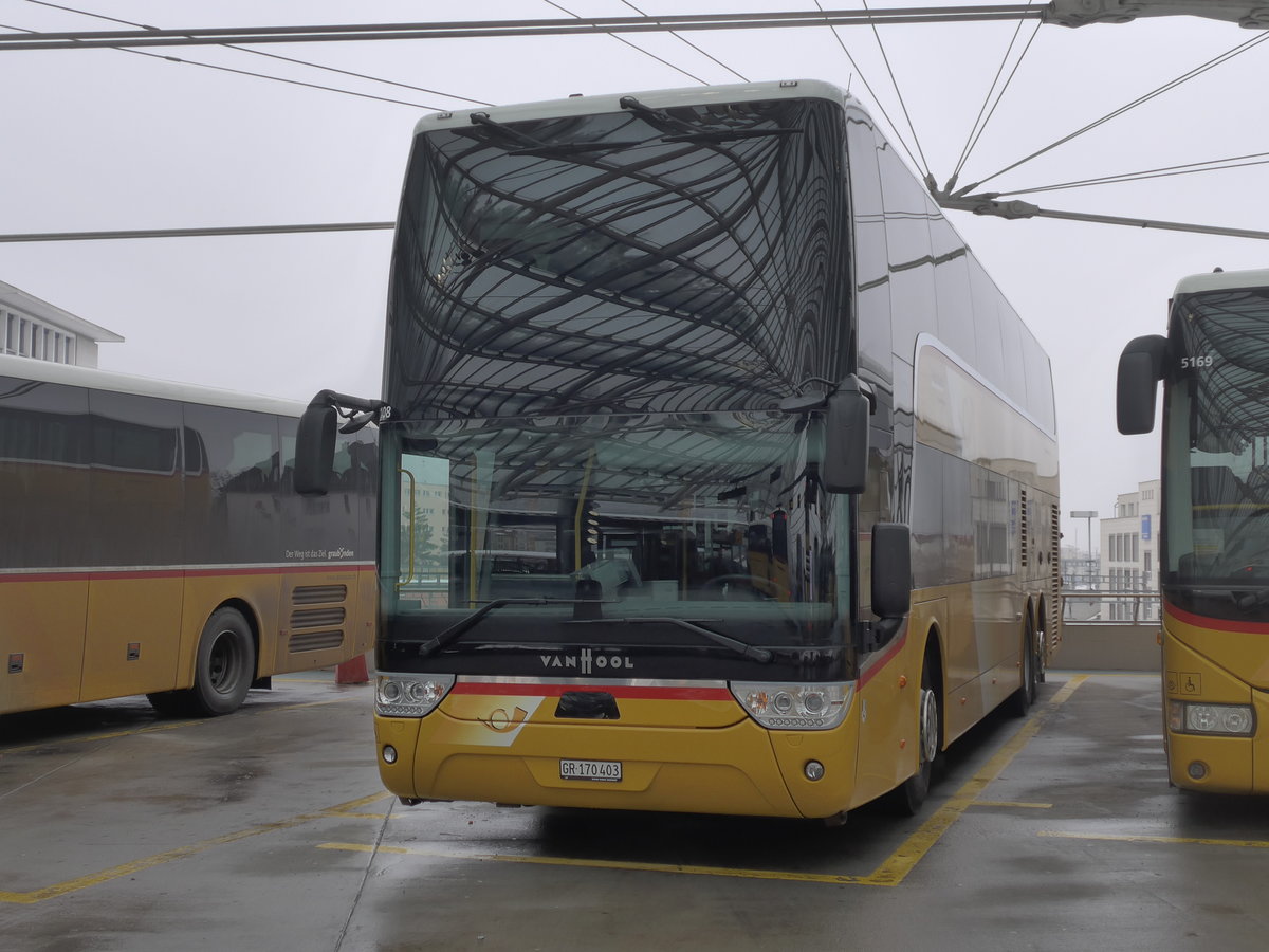 (201'379) - PostAuto Graub�nden - GR 170'403 - Van Hool am 2. Februar 2019 in Chur, Postautostation