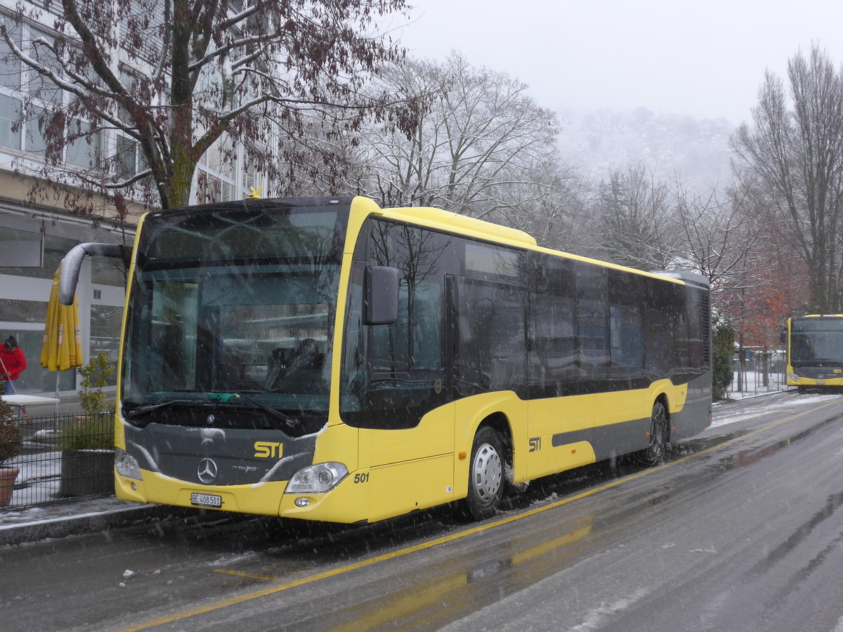(201'436) - STI Thun - Nr. 501/BE 408'501 - Mercedes am 3. Februar 2019 bei der Schiffl�ndte Thun