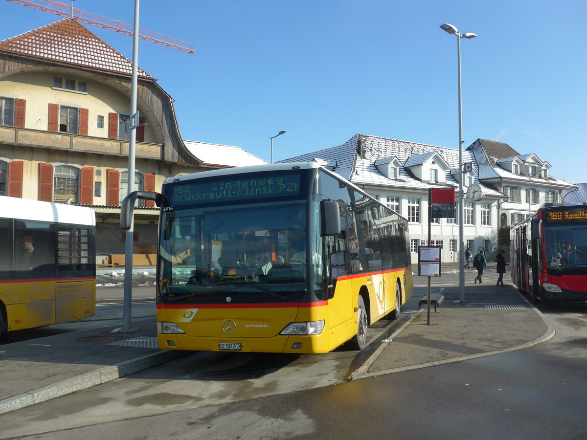 (201'461) - PostAuto Bern - BE 508'209 - Mercedes (ex Portenier, Adelboden Nr. 9) am 4. Februar 2019 beim Bahnhof M�nsingen
