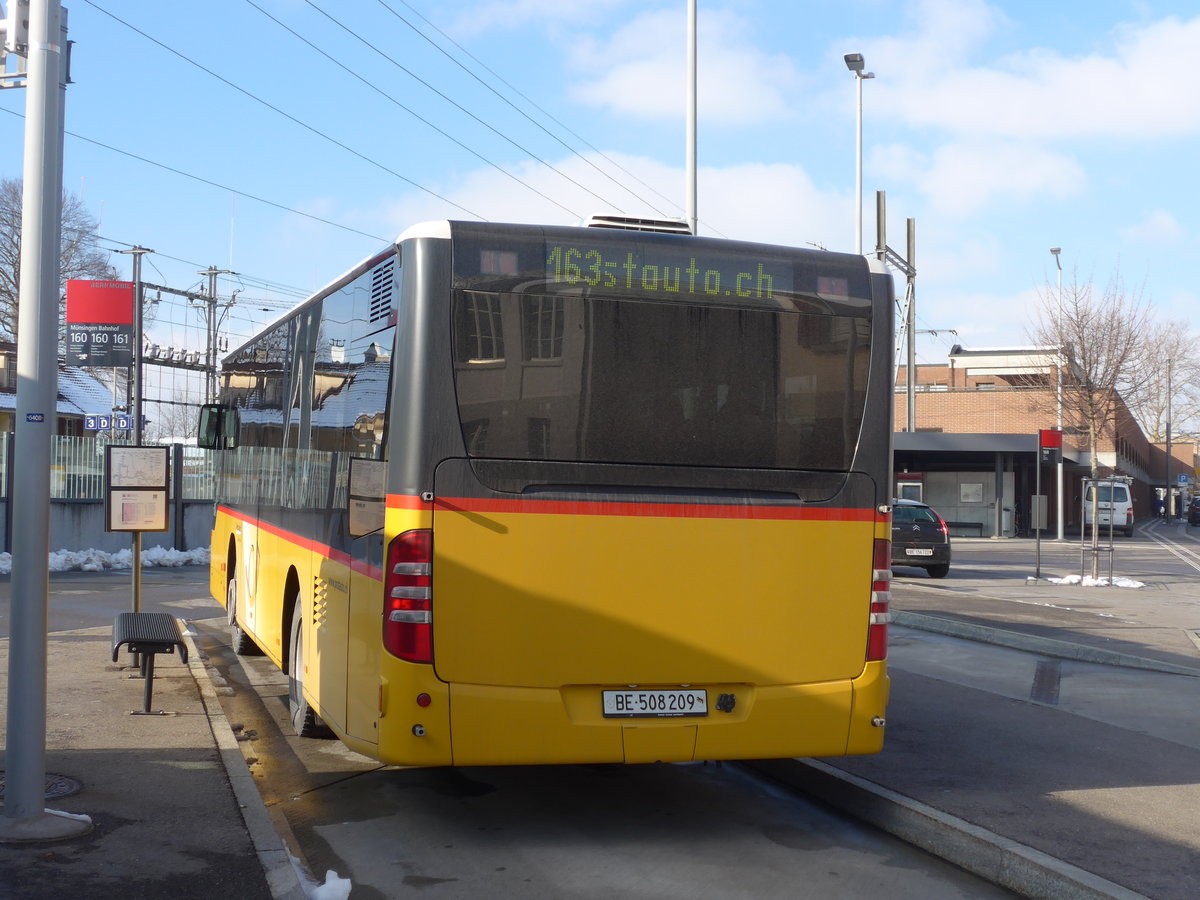 (201'465) - PostAuto Bern - BE 508'209 - Mercedes (ex Portenier, Adelboden Nr. 9) am 4. Februar 2019 beim Bahnhof M�nsingen