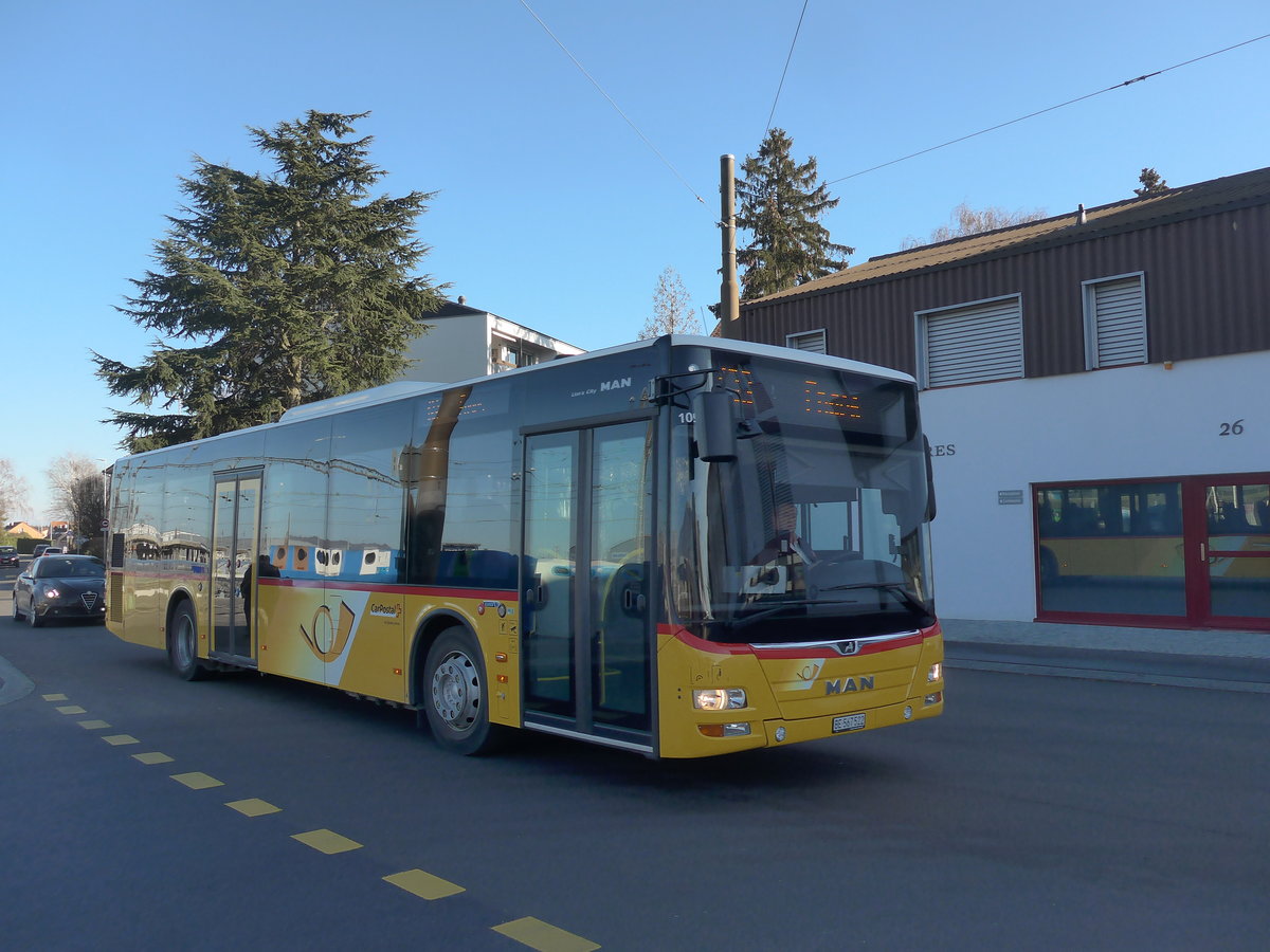 (201'657) - Funi-Car, Biel - Nr. 22/BE 567'522 - MAN am 16. Februar 2019 beim Bahnhof Marin-�pagnier