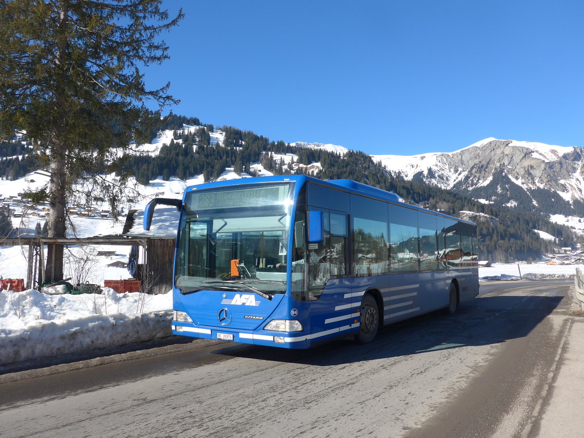 (201'676) - AFA Adelboden - Nr. 94/BE 26'974 - Mercedes am 17. Februar 2019 in Lenk, Rohrbr�cke