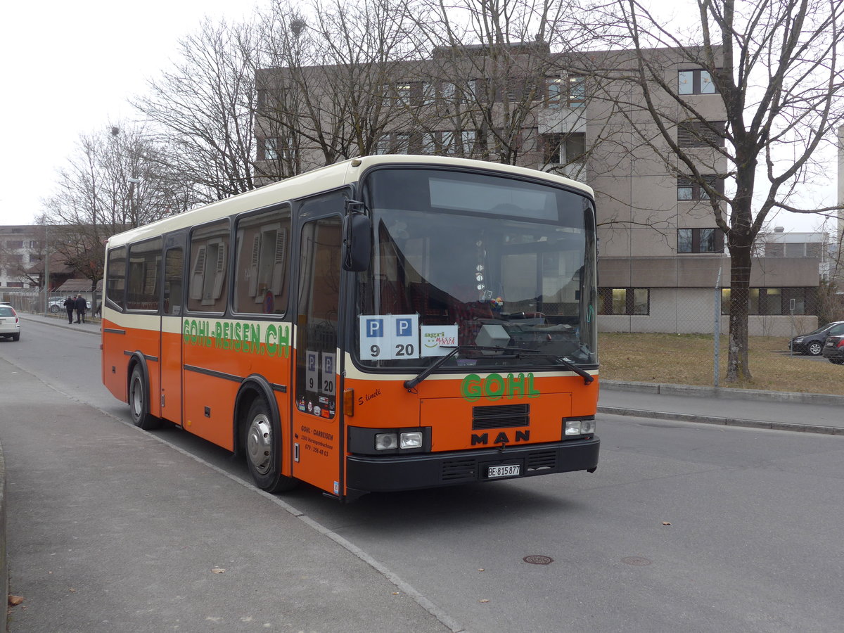 (201'803) - Gohl, Herzogenbuchsee - BE 815'877 - MAN/Lauber (ex AMSA Chiasso Nr. 19; ex Tresch, Amsteg) am 1. M�rz 2019 in Thun, Expo