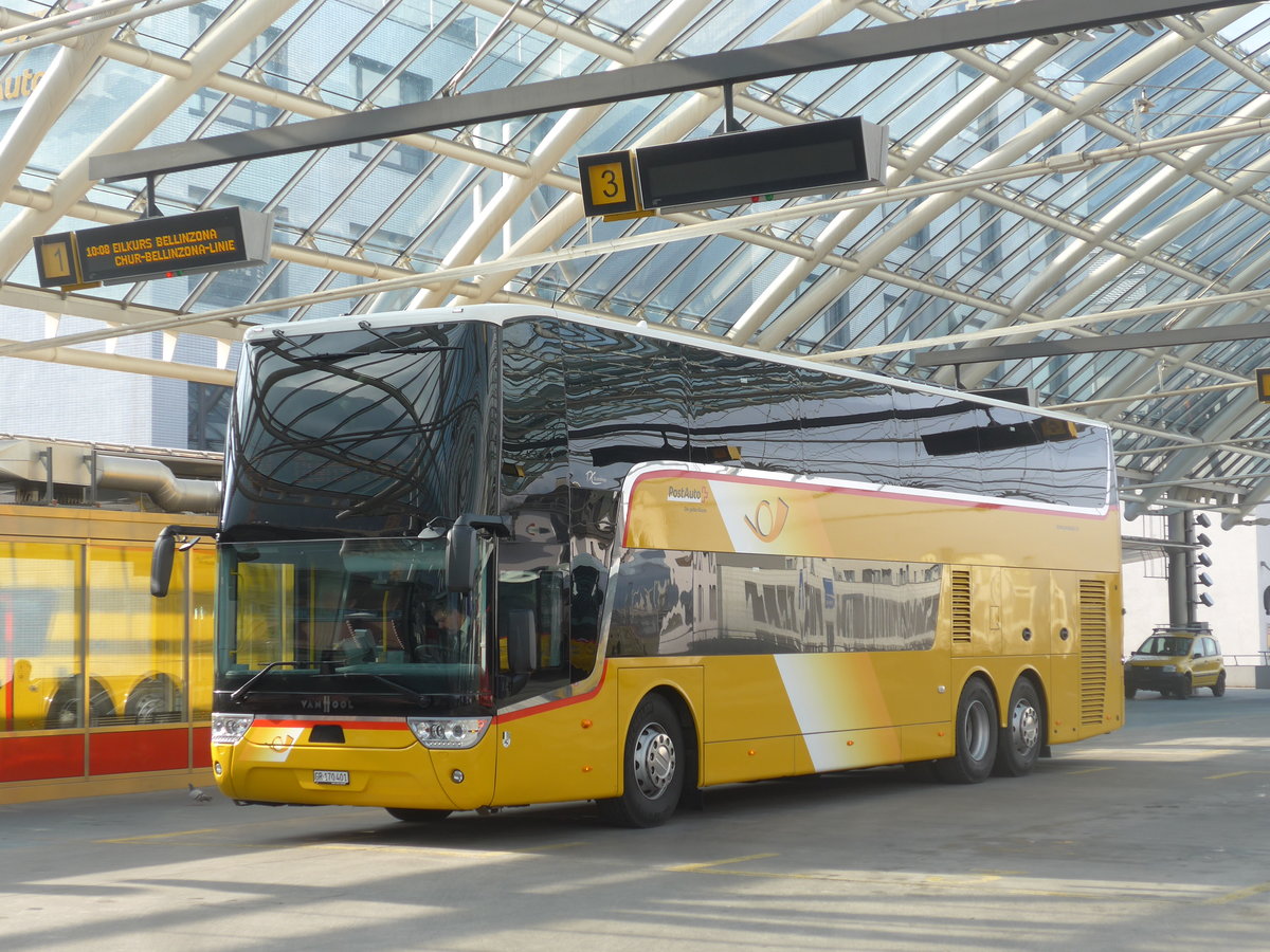 (201'833) - PostAuto Graub�nden - GR 170'401 - Van Hool am 2. M�rz 2019 in Chur, Postautostation