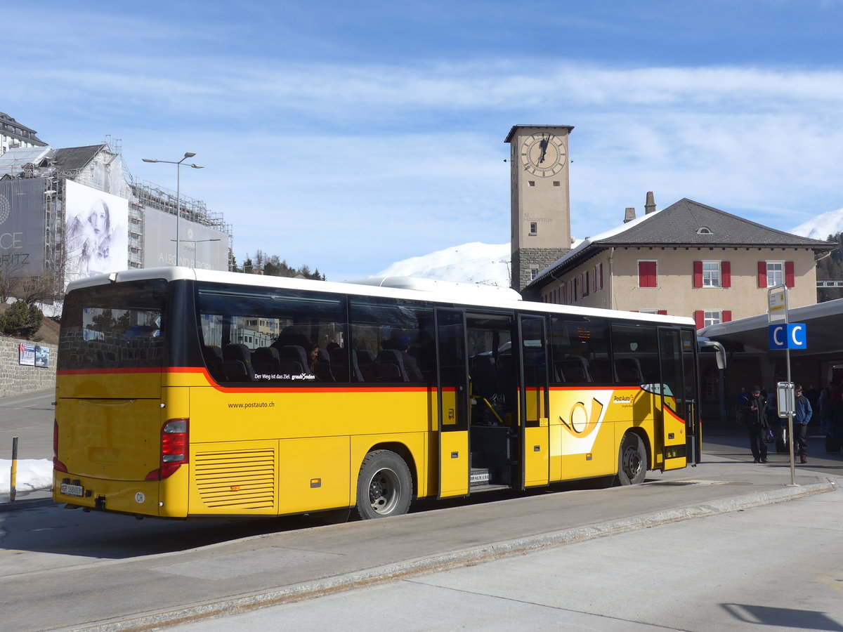 (201'840) - PostAuto Graub�nden - GR 168'603 - Setra am 2. M�rz 2019 beim Bahnhof St. Moritz
