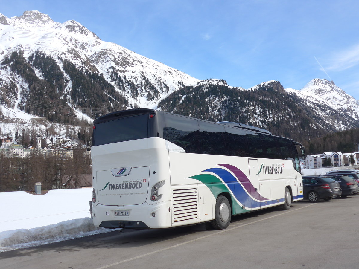 (201'849) - Twerenbold, Baden - Nr. 45/AG 7123 - VDL am 2. M�rz 2019 beim Bahnhof Pontresina