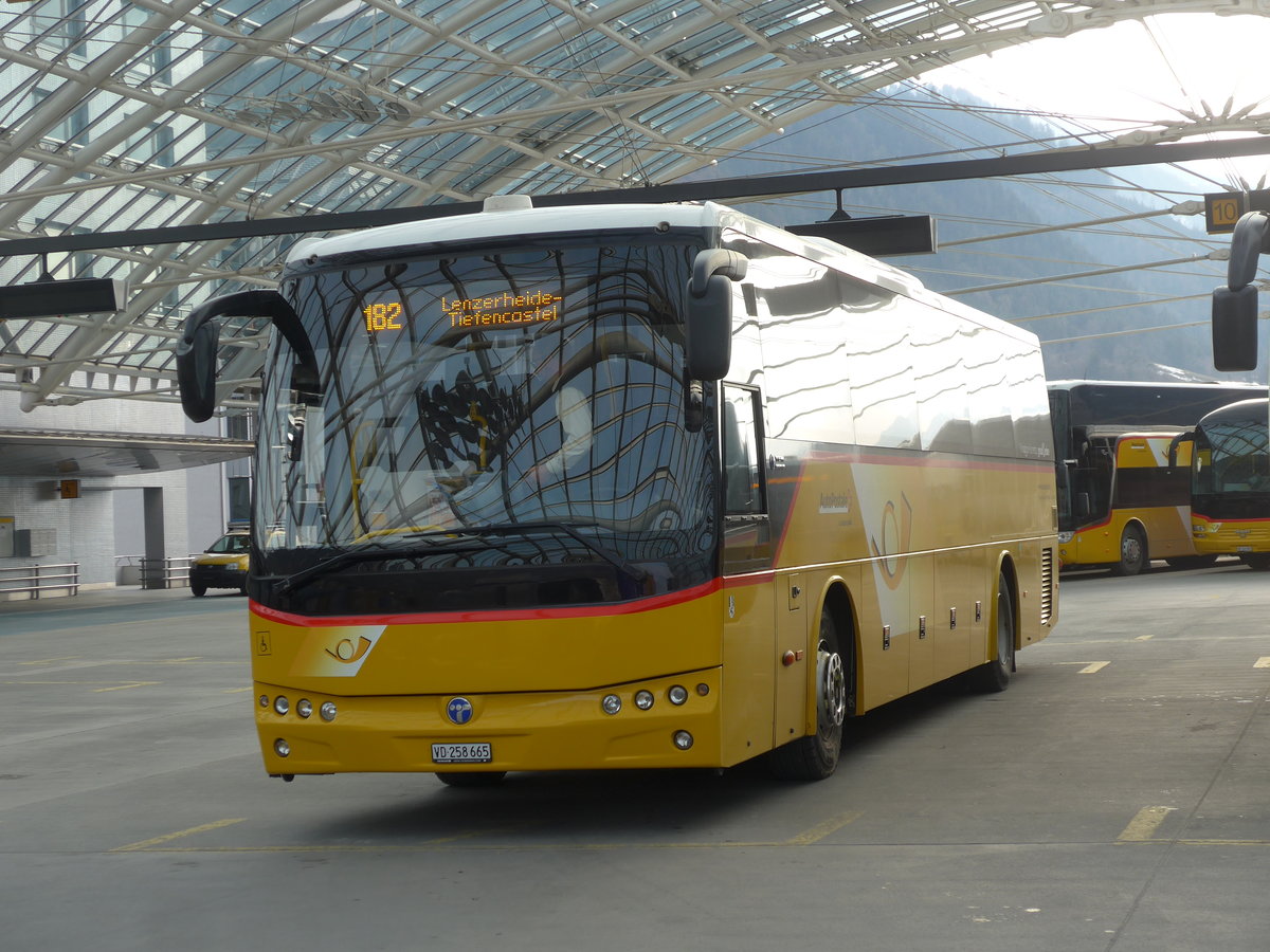 (201'854) - CarPostal Ouest - VD 258'665 - Temsa (ex TpM, Mesocco Nr. 17; ex AutoPostale Ticino) am 2. M�rz 2019 in Chur, Postautostation
