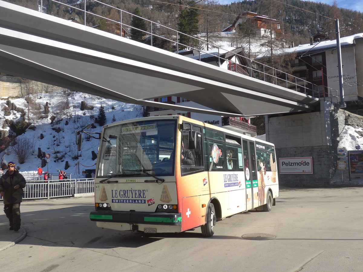 (201'896) - OBZ Zermatt - Nr. 7/VS 133'504 - Stimbo am 3. M�rz 2019 in Zermatt, Getwing Br�cke
