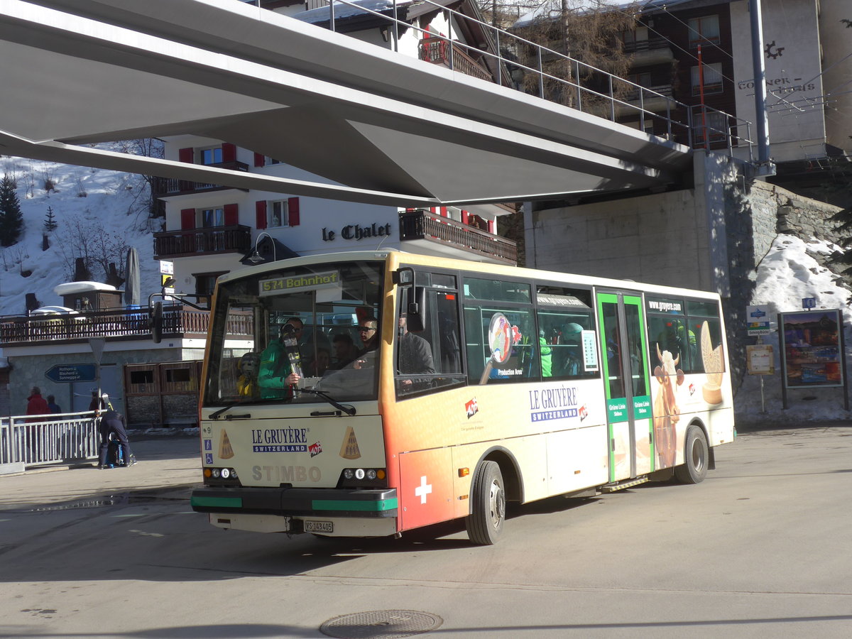 (201'898) - OBZ Zermatt - Nr. 9/VS 143'405 - Stimbo am 3. M�rz 2019 in Zermatt, Getwing Br�cke