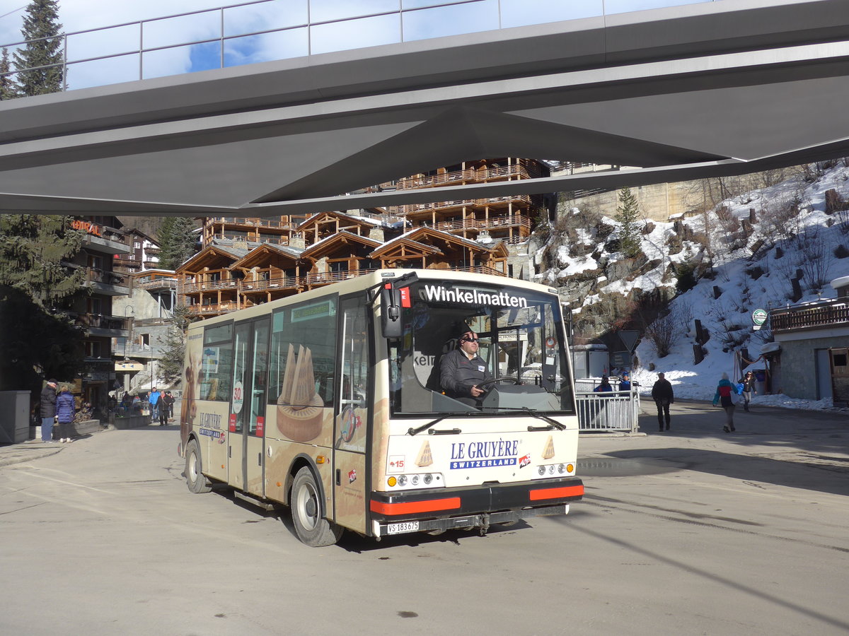 (201'899) - OBZ Zermatt - Nr. 15/VS 183'675 - Vetter-Stimbo am 3. M�rz 2019 in Zermatt, Getwing Br�cke