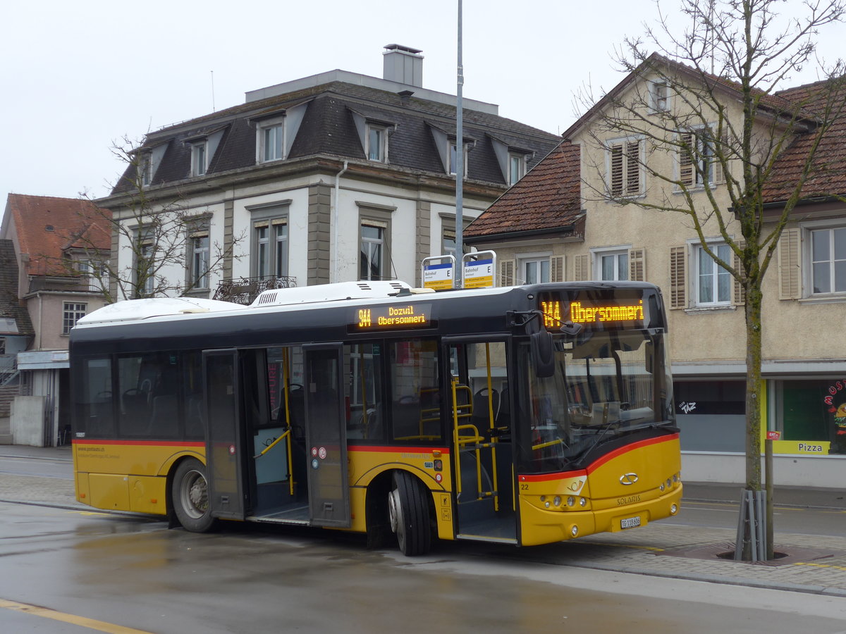 (201'963) - AOT Amriswil - Nr. 22/TG 118'606 - Solaris am 4. M�rz 2019 beim Bahnhof Amriswil
